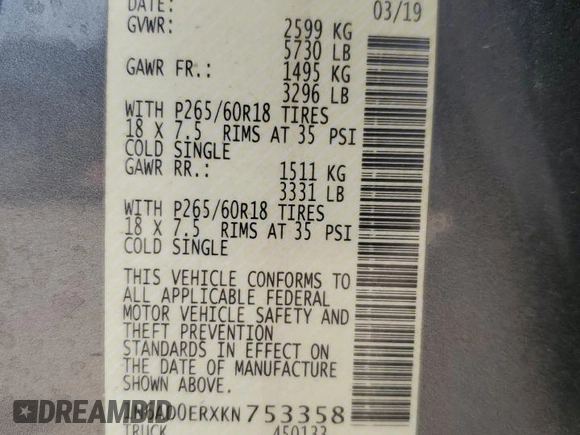 2019 Nissan Frontier S with VIN 1N6AD0ERXKN753358, listed as a Copart auction lot 63392245 with 91,153 mi miles and Salvage title. Bid and sale history available at DreamBid. Image 12.