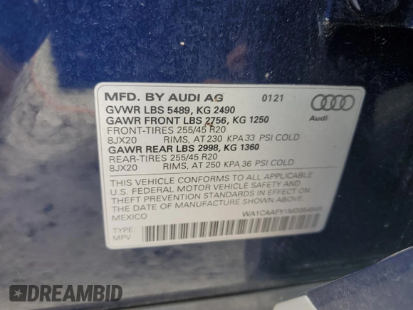 2021 Audi Q5 Prestige with VIN WA1CAAFY1M2054845, listed as a Copart auction lot 75480744 with 37,366 mi miles and Salvage Title. Bid and sale history available at carsss.com. Image 13.
