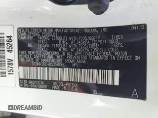 2013 Toyota Sienna LE AAS with VIN 5TDKK3DC4DS358746, listed as a IAAI auction lot 41788838 with 92,281 mi miles. Bid and sale history available at carsss.com. Image 9.