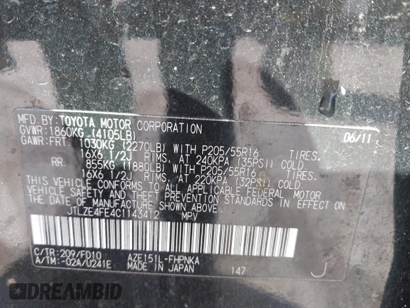 2012 Scion xB z VIN JTLZE4FE4C1143412, wystawiony jako IAAI lot #42091929 z przebiegiem 213 501 mil mil oraz . Historia ofert i sprzedaży dostępna na DreamBid. Obrazek 9.