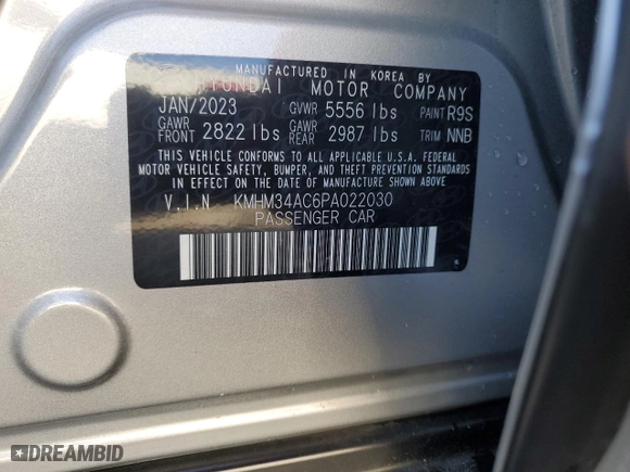 2023 Hyundai IONIQ 6 Preferred with VIN KMHM34AC6PA022030, listed as a Copart auction lot 61695834 with 18100 miles and Salvage Title. Bid and sale history available at carsss.com. Image 13.
