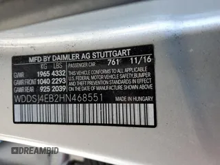 2017 Mercedes-Benz CLA with VIN WDDSJ4EB2HN468551, listed as a Copart auction lot 72599992 with 72,418 mi miles. Bid and sale history available at carsss.com. Image 12.