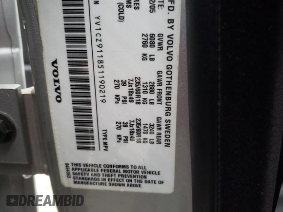 2005 Volvo XC90 with VIN YV1CZ911851190219, listed as a Copart auction lot 83714384 with 168,071 mi miles and Clean Title. Bid and sale history available at carsss.com. Image 13.