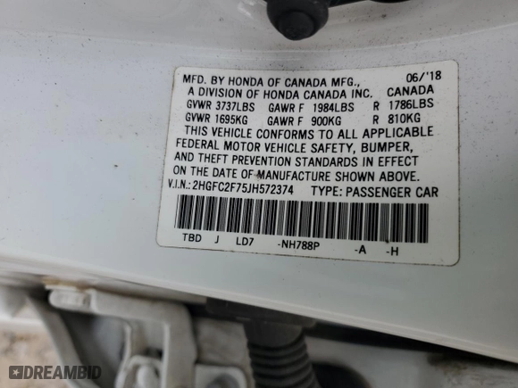 2018 Honda Civic Sedan EX with VIN 2HGFC2F75JH572374, listed as a Copart auction lot 47558975 with 113,403 mi miles and Non Repairable. Bid and sale history available at carsss.com. Image 14.