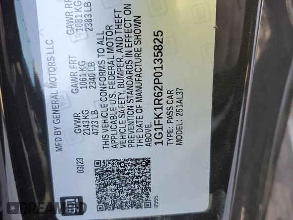 2023 Chevrolet Camaro ZL1 z VIN 1G1FK1R62P0135825, wystawiony jako Copart lot #84081194 z przebiegiem 57 719 mil mil oraz Szkody całkowita. Historia ofert i sprzedaży dostępna na DreamBid. Obrazek 13.