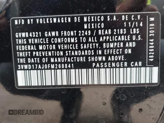 2015 Volkswagen Jetta SE с VIN 3VWD17AJ0FM268841, выставлен на аукционе IAAI как лот 42175788 с пробегом 110 465 миль миль и . История ставок и продаж доступна на DreamBid. Изображение 9.