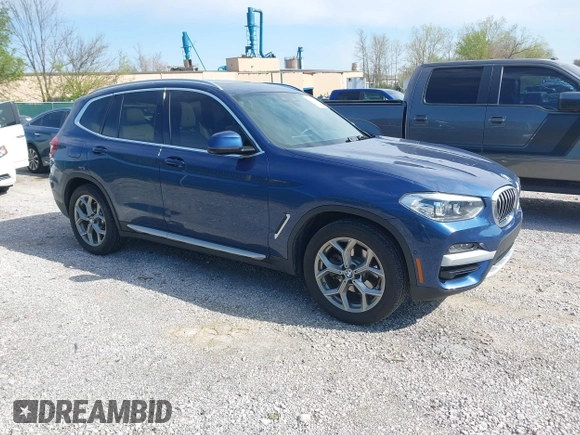 2020 BMW X3 xDrive30i with VIN 5UXTY5C02L9D58605, listed as a IAAI auction lot 41939854 with 22,361 mi miles and . Bid and sale history available at DreamBid. Image 1.