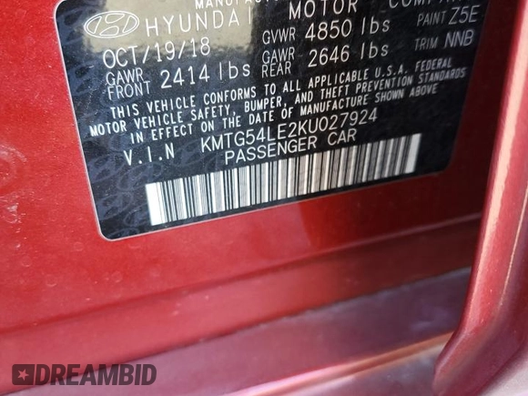 2019 Genesis G70 3.3T Advanced with VIN KMTG54LE2KU027924, listed as a Copart auction lot 42435405 with 47,200 mi miles and Salvage Title. Bid and sale history available at carsss.com. Image 12.