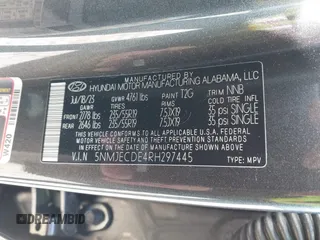 2024 Hyundai Tucson Limited with VIN 5NMJECDE4RH297445, listed as a IAAI auction lot 42226439 with 11,824 mi miles and . Bid and sale history available at DreamBid. Image 9.