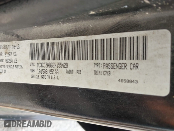 2014 Dodge Avenger SE with VIN 1C3CDZAB6EN155429, listed as a IAAI auction lot 42773351 with 156,482 mi miles and . Bid and sale history available at DreamBid. Image 9.