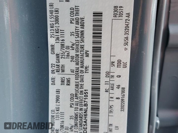 2022 Ford Bronco z VIN 1FMDE5AH6NLB71051, wystawiony jako Copart lot #77580794 z przebiegiem 20 904 mil mil oraz Szkoda całkowita • Salvage title. Historia ofert i sprzedaży dostępna na DreamBid. Obrazek 15.