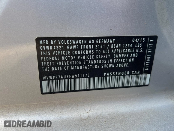 2015 Volkswagen Golf SEL Premium z VIN WVWPP7AUXFW911575, wystawiony jako Copart lot #61272935 z przebiegiem 121 919 mil mil oraz Czysty tytuł • Clean title. Historia ofert i sprzedaży dostępna na DreamBid. Obrazek 10.