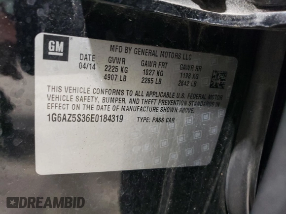 2014 Cadillac CTS Premium AWD с VIN 1G6AZ5S36E0184319, выставлен на аукционе Copart как лот 57847875 с пробегом 86 669 миль миль и Списание • Salvage title. История ставок и продаж доступна на DreamBid. Изображение 12.