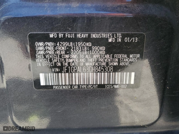 2013 Subaru Impreza Wagon 2.0i Sport Premium with VIN JF1GPAL63DH845308, listed as a Copart auction lot 50258005 with 115,205 mi miles and Salvage Title. Bid and sale history available at carsss.com. Image 15.