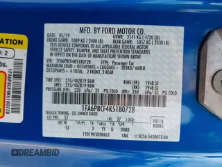 2019 Ford Mustang GT with VIN 1FA6P8CF4K5180728, listed as a IAAI auction lot 42250689 with 9,135 mi miles and . Bid and sale history available at DreamBid. Image 9.