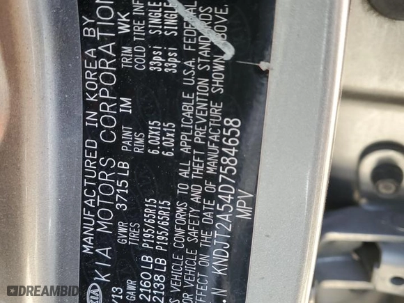 2013 Kia Soul with VIN KNDJT2A54D7584658, listed as a Copart auction lot 51540275 with 95,301 mi miles and Salvage Title. Bid and sale history available at carsss.com. Image 14.