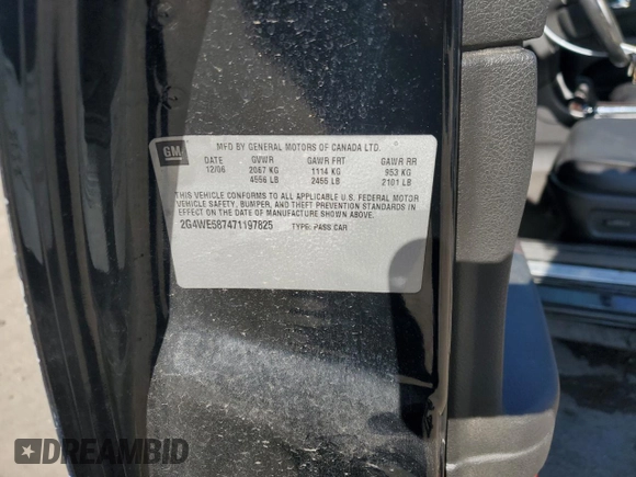 2007 Buick LaCrosse CXS with VIN 2G4WE587471197825, listed as a Copart auction lot 88212275 with 118,421 mi miles and Salvage Title. Bid and sale history available at carsss.com. Image 12.