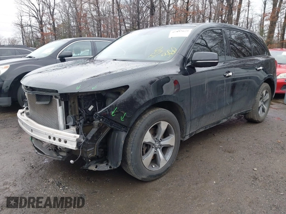 2016 Acura MDX with VIN 5FRYD4H26GB059651, listed as a IAAI auction lot 41497029 with 92,612 mi miles. Bid and sale history available at carsss.com. Image 2.