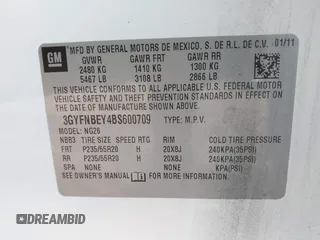2011 Cadillac SRX Performance Collection with VIN 3GYFNBEY4BS600709, listed as a IAAI auction lot 40858453 with 148,769 mi miles. Bid and sale history available at carsss.com. Image 9.