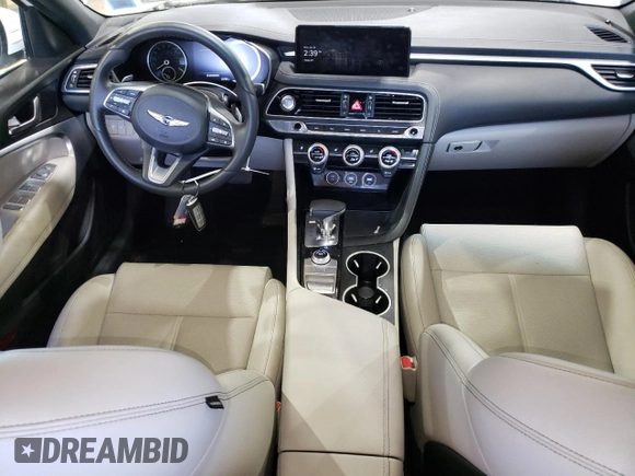 2023 Genesis G70 2.0T with VIN KMTG34TA9PU124418, listed as a Copart auction lot 60632694 with 23,798 mi miles and Salvage Title. Bid and sale history available at DreamBid. Image 8.