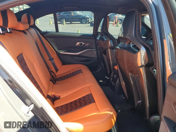 2023 BMW M3 Competition xDrive with VIN WBS43AY08PFN58052, listed as a Copart auction lot 57054885 with 28,675 mi miles and Salvage title. Bid and sale history available at DreamBid. Image 10.