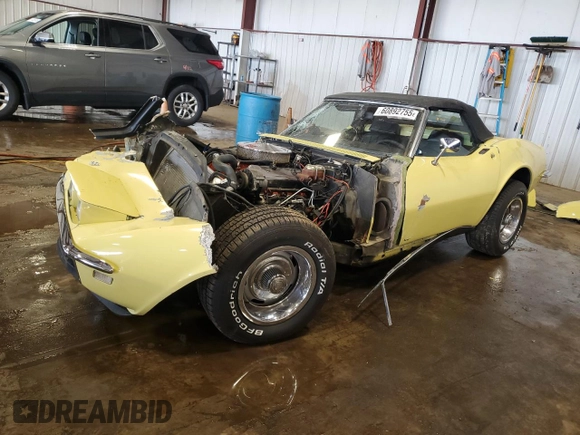 1968 Chevrolet Corvette с VIN 194678S402455, выставлен на аукционе Copart как лот 60892755 с пробегом 70 881 миль миль и Списание • Salvage title. История ставок и продаж доступна на DreamBid. Изображение 1.