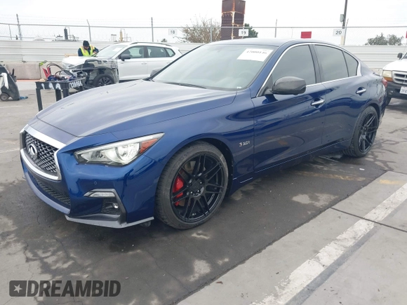 2020 Infiniti Q50 Red Sport 400 with VIN JN1FV7AP3LM630563, listed as a IAAI auction lot 42000146 with 63,327 mi miles and . Bid and sale history available at carsss.com. Image 17.