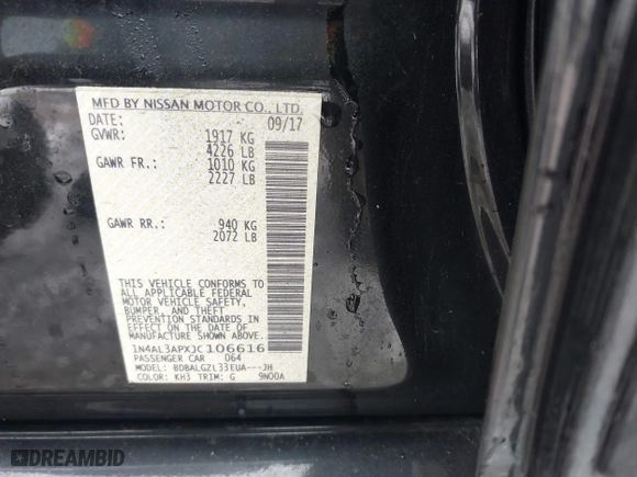 2018 Nissan Altima 2.5 SL with VIN 1N4AL3APXJC106616, listed as a IAAI auction lot 41468070 with 168,735 mi miles. Bid and sale history available at carsss.com. Image 9.