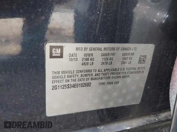 2014 Chevrolet Impala LT with VIN 2G1125S34E9182682, listed as a IAAI auction lot 42039580 with 127,629 mi miles and . Bid and sale history available at DreamBid. Image 9.