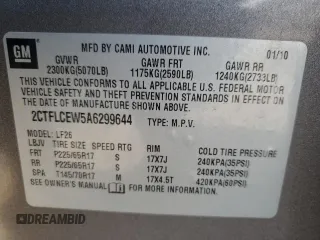 2010 GMC Terrain SLE-1 with VIN 2CTFLCEW5A6299644, listed as a Copart auction lot 53606505 with 123,593 mi miles and Clean Title. Bid and sale history available at carsss.com. Image 13.