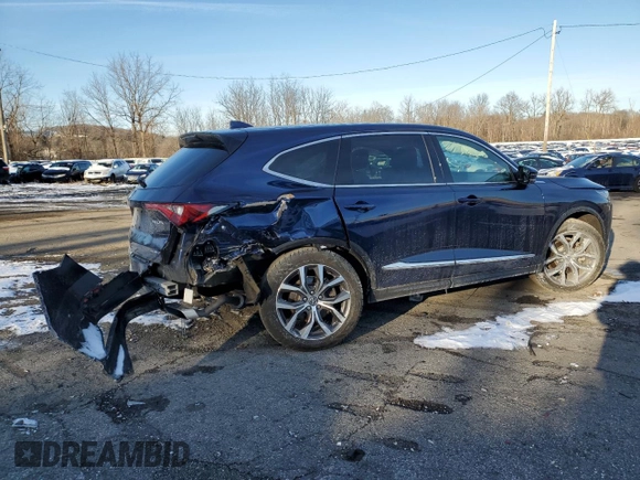 2023 Acura MDX w/Technology Package with VIN 5J8YE1H40PL031051, listed as a Copart auction lot 84453324 with 42,138 mi miles and Salvage Title. Bid and sale history available at carsss.com. Image 3.