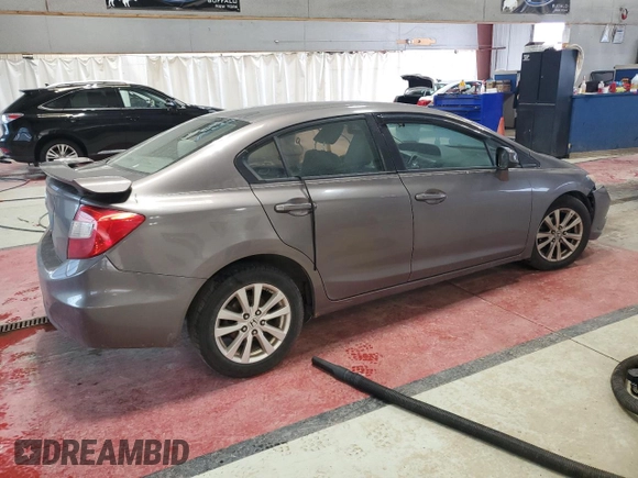 2012 Honda Civic EX with VIN 19XFB2F80CE320346, listed as a Copart auction lot 53514955 with Not Provided miles and Salvage Title. Bid and sale history available at DreamBid. Image 3.