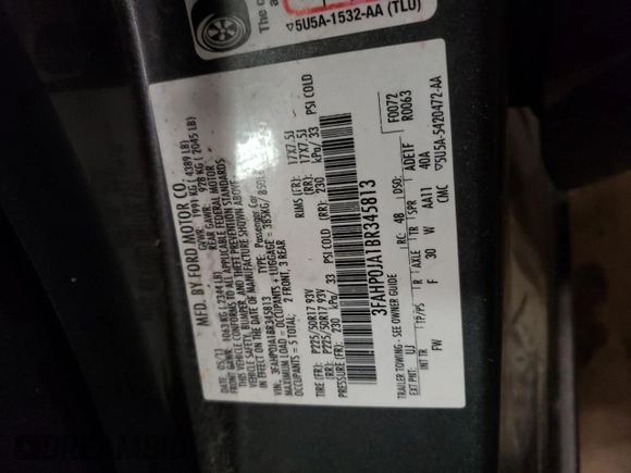 2011 Ford Fusion SEL with VIN 3FAHP0JA1BR345813, listed as a Copart auction lot 46787025 with 183,067 mi miles and Salvage Title. Bid and sale history available at carsss.com. Image 14.