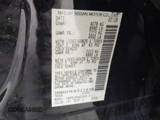 2018 Nissan Titan XD SV with VIN 1N6BA1F49JN521838, listed as a IAAI auction lot 41606878 with 143,742 mi miles. Bid and sale history available at carsss.com. Image 9.