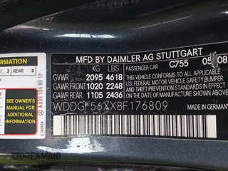 2008 Mercedes-Benz C 350 Sport with VIN WDDGF56XX8F176809, listed as a IAAI auction lot 41763030 with 99,572 mi miles and . Bid and sale history available at DreamBid. Image 9.