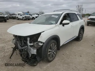 2022 Nissan Pathfinder Platinum z VIN 5N1DR3DKXNC268981, wystawiony jako Copart lot #51092825 z przebiegiem Nie podano mil oraz Szkoda całkowita • Salvage title. Historia ofert i sprzedaży dostępna na DreamBid. Obrazek 1.