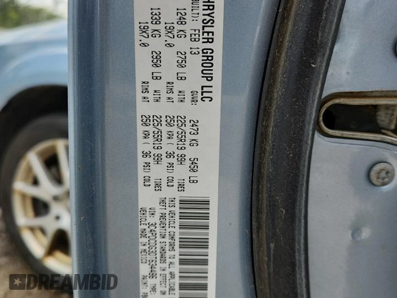 2013 Dodge Journey Crew with VIN 3C4PDCDG3DT634486, listed as a Copart auction lot 63104735 with 241,498 mi miles and Non repairable. Bid and sale history available at DreamBid. Image 13.
