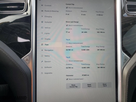 2016 Tesla Model S 90D with VIN 5YJSA1E2XGF156161, listed as a Copart auction lot 52332685 with 47,893 mi miles and Salvage Title. Bid and sale history available at carsss.com. Image 9.