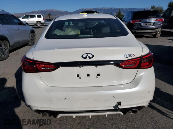 2024 Infiniti Q50 Red Sport 400 with VIN JN1FV7DP6RM660516, listed as a Copart auction lot 88334235 with Not Provided miles and Salvage Title. Bid and sale history available at DreamBid. Image 6.