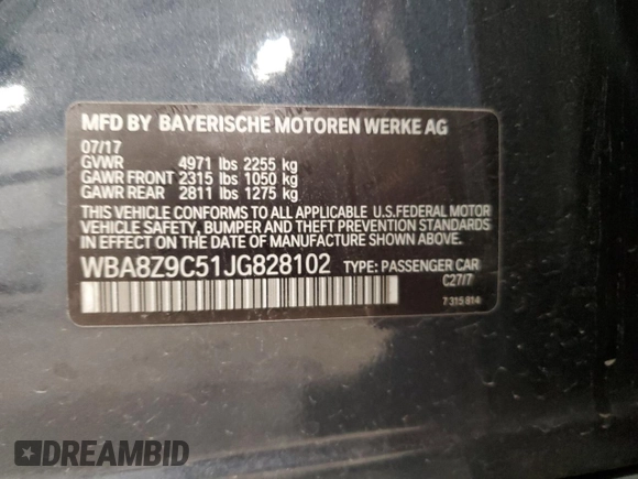 2018 BMW 3 Series 330i xDrive with VIN WBA8Z9C51JG828102, listed as a Copart auction lot 81577104 with 58,782 mi miles and Salvage Title. Bid and sale history available at carsss.com. Image 14.