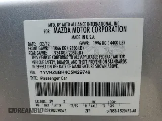 2012 Mazda 6 i Sport z VIN 1YVHZ8BH4C5M29749, wystawiony jako Copart lot #59931925 z przebiegiem 167 499 mil mil oraz Czysty tytuł • Clean title. Historia ofert i sprzedaży dostępna na DreamBid. Obrazek 12.