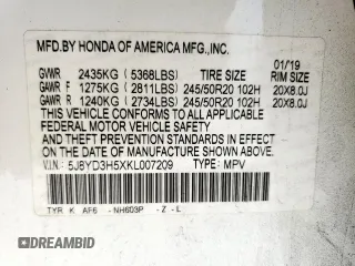 2019 Acura MDX Technology with VIN 5J8YD3H5XKL007209, listed as a Copart auction lot 61122255 with 101,749 mi miles and Salvage title. Bid and sale history available at DreamBid. Image 13.