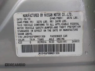 2011 Infiniti G25 Journey with VIN JN1DV6AP9BM601309, listed as a IAAI auction lot 41393629 with 278,128 mi miles and . Bid and sale history available at DreamBid. Image 9.