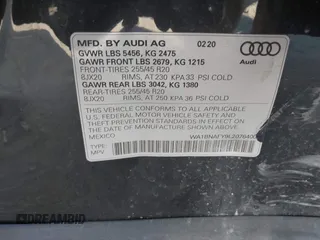 2020 Audi Q5 Premium Plus with VIN WA1BNAFY9L2076400, listed as a IAAI auction lot 41491879 with 34,854 mi miles. Bid and sale history available at carsss.com. Image 9.
