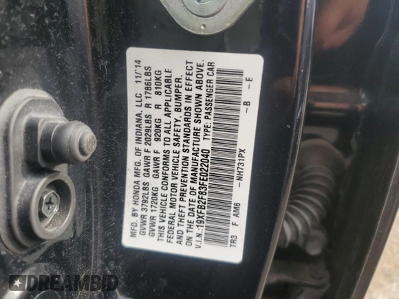 2015 Honda Civic EX with VIN 19XFB2F83FE022040, listed as a Copart auction lot 79080164 with 84,304 mi miles and Salvage Title. Bid and sale history available at carsss.com. Image 15.