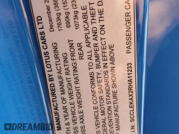 2024 Lotus Emira First Edition z VIN SCCLEKAX2RHA11233, wystawiony jako Copart lot #72567594 z przebiegiem 1572 mil mil oraz Szkody całkowita. Historia ofert i sprzedaży dostępna na DreamBid. Obrazek 14.