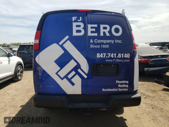 2020 Chevrolet Express Cargo with VIN 1GCWGAFG7L1179054, listed as a Copart auction lot 56726655 with 39,099 mi miles and Salvage title. Bid and sale history available at DreamBid. Image 6.