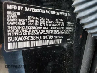 2017 BMW X3 xDrive28i with VIN 5UXWX9C58H0T04799, listed as a Copart auction lot 86836454 with 125,992 mi miles and Salvage Title. Bid and sale history available at DreamBid. Image 13.