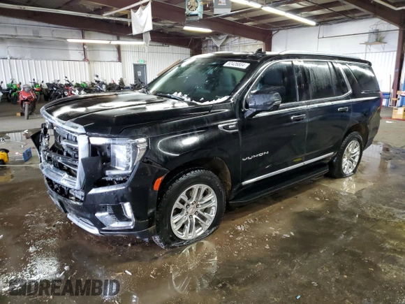 2021 GMC Yukon SLT with VIN 1GKS2BKD9MR188327, listed as a Copart auction lot 82426804 with 91,959 mi miles and Salvage Title. Bid and sale history available at carsss.com. Image 1.