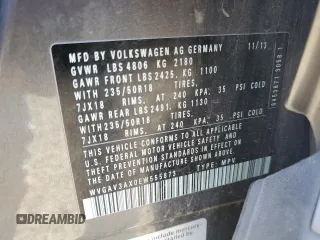 2014 Volkswagen Tiguan SEL with VIN WVGAV3AX0EW555873, listed as a Copart auction lot 55695955 with 69,984 mi miles and Salvage title. Bid and sale history available at DreamBid. Image 13.